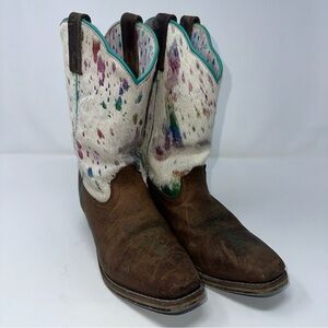 DAN POST girls Rainbow Hair on Rumi Western Cowgirl Boots Size 6D